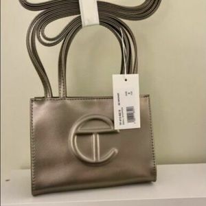 Telfar small bronze shopping bag tote
